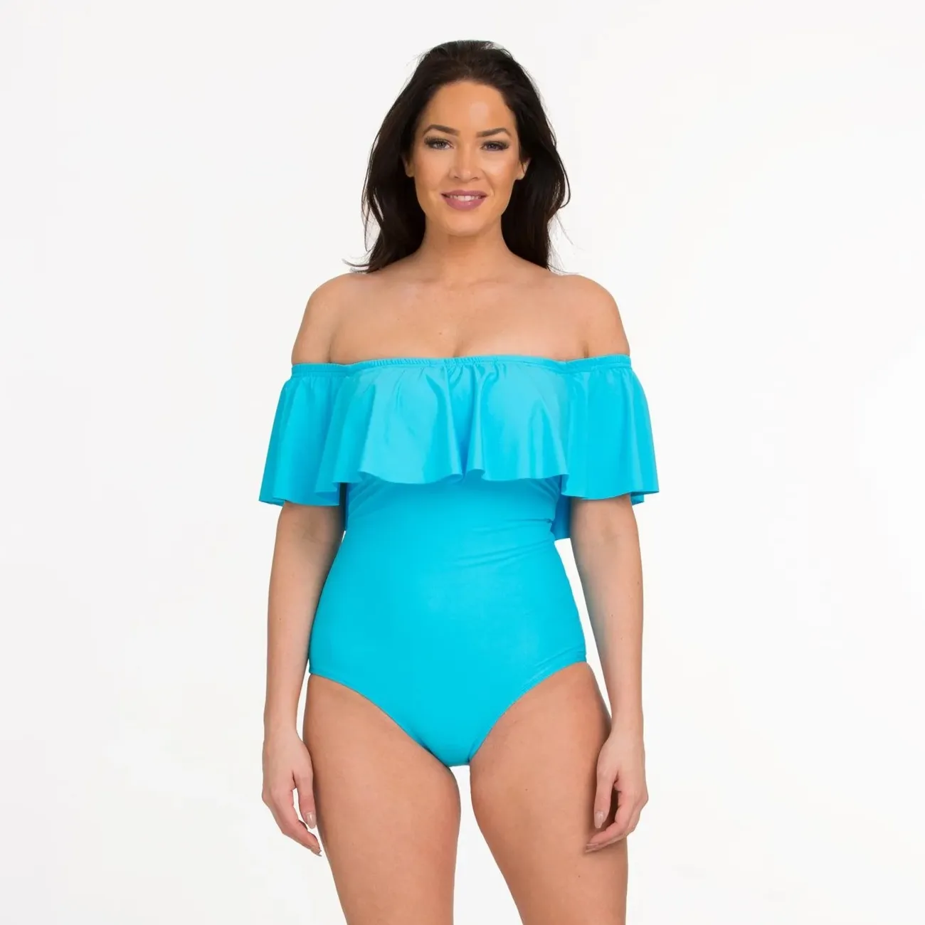 Solid Ruffle One Piece with High Leg