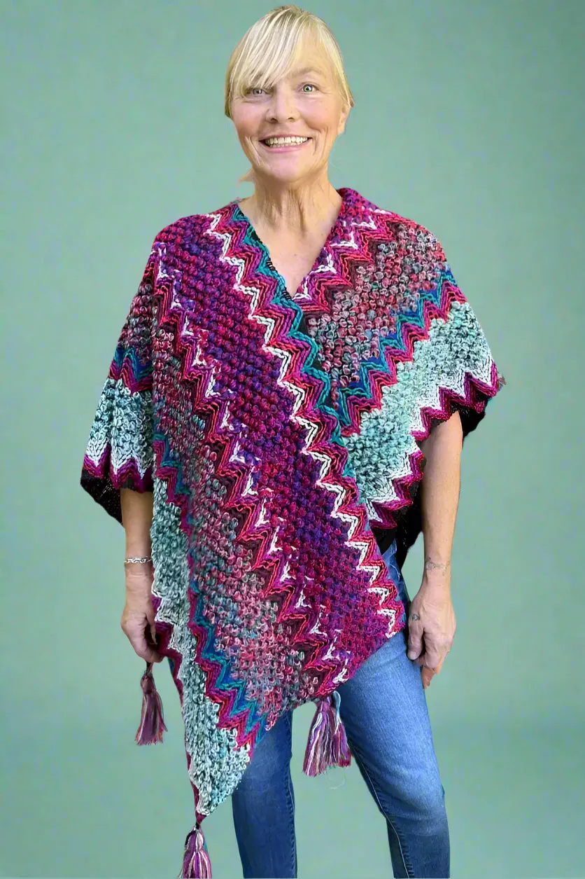 Southwestern Ruana Wrap - Magenta