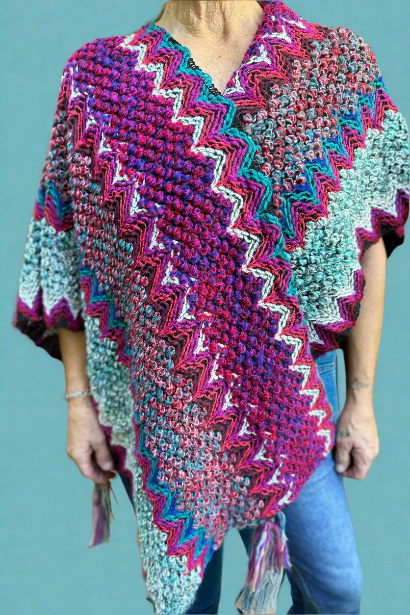 Southwestern Ruana Wrap - Magenta