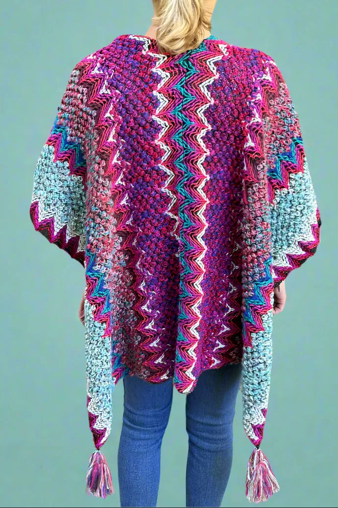 Southwestern Ruana Wrap - Magenta