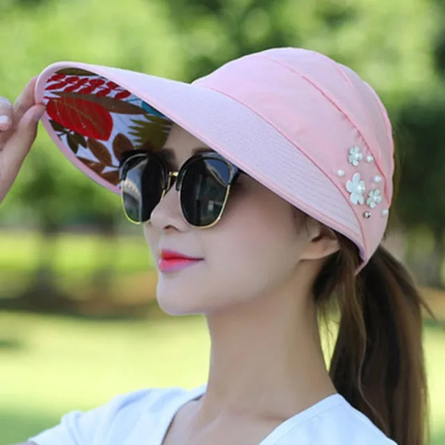 Sun Hats for Women Summer Hat Canvas Beach Hat UV Protection Cap Visors Adjustable Velcro Fishing Panama Chapeu gorra MZ008