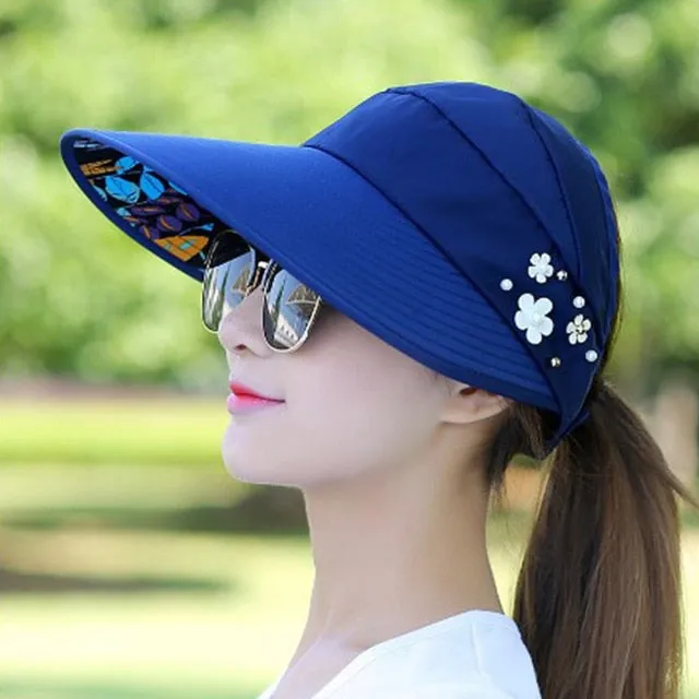 Sun Hats for Women Summer Hat Canvas Beach Hat UV Protection Cap Visors Adjustable Velcro Fishing Panama Chapeu gorra MZ008