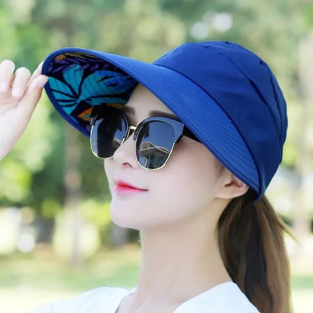 Sun Hats for Women Summer Hat Canvas Beach Hat UV Protection Cap Visors Adjustable Velcro Fishing Panama Chapeu gorra MZ008