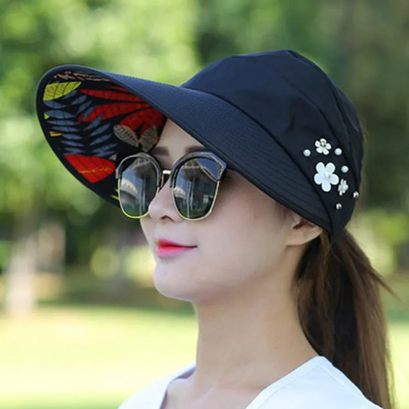 Sun Hats for Women Summer Hat Canvas Beach Hat UV Protection Cap Visors Adjustable Velcro Fishing Panama Chapeu gorra MZ008