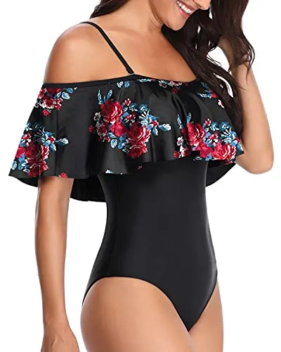 Trendy Backless Off The Shoulder One Piece Swimsuit For Women-Color