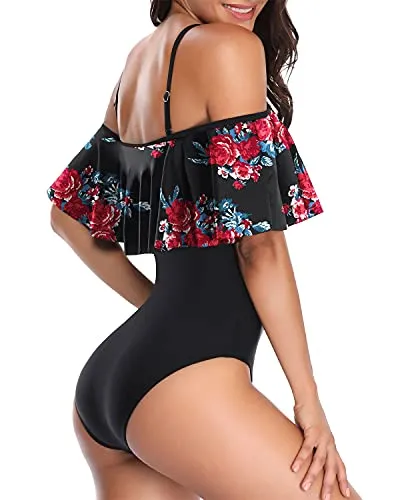 Trendy Backless Off The Shoulder One Piece Swimsuit For Women-Color