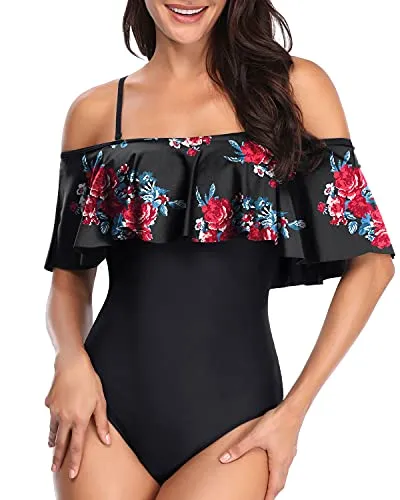 Trendy Backless Off The Shoulder One Piece Swimsuit For Women-Color