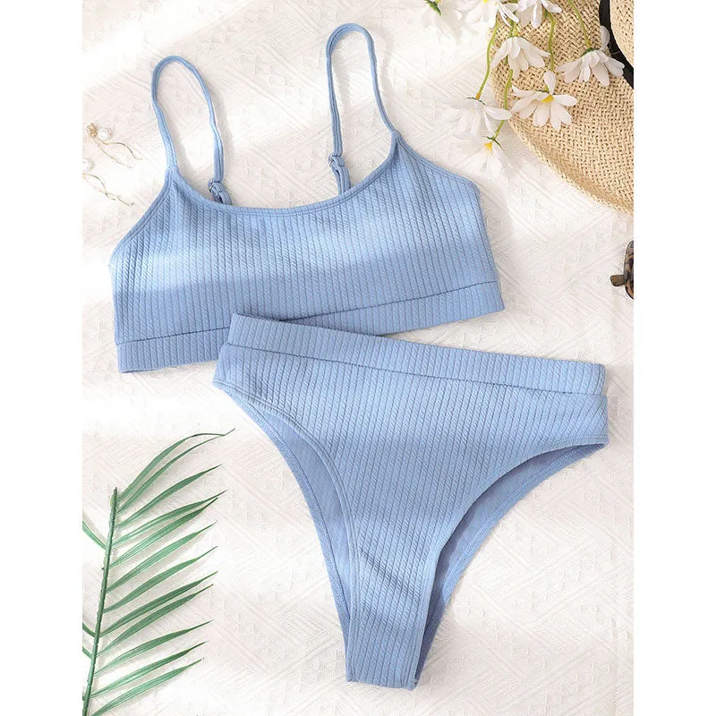 VenusFox High Waist Bikinis Swimwear Women Push Up Swimsuits Ribbed Bathing Suits High Cut Sexy Biquini 2021 Summer Beachwear