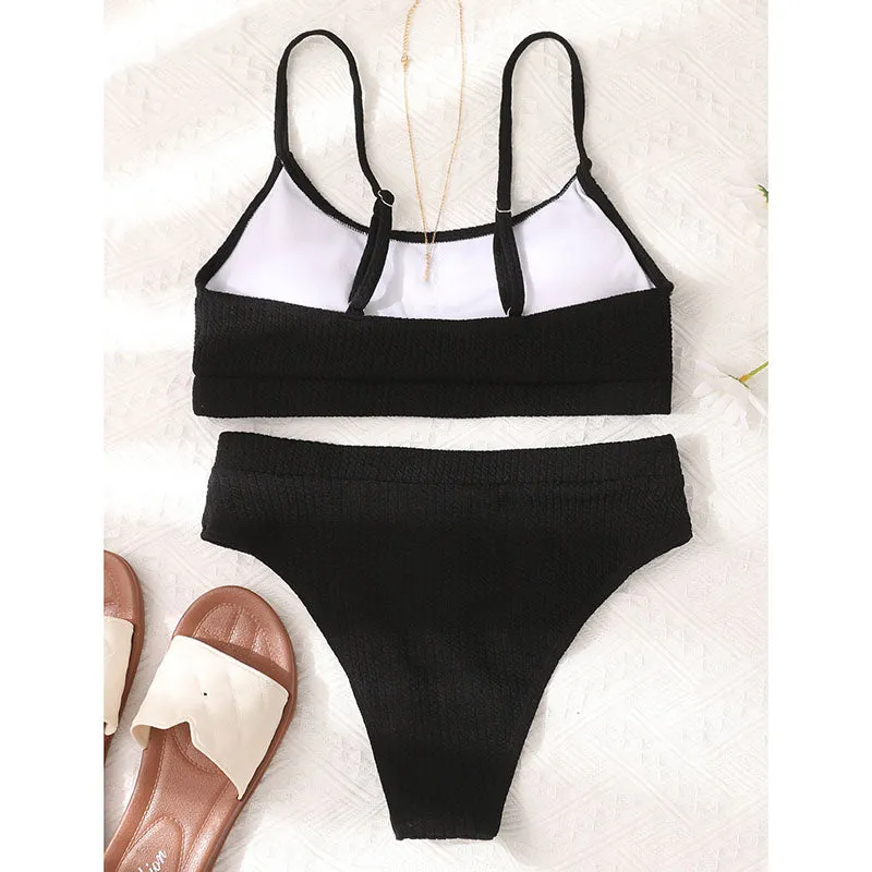 VenusFox High Waist Bikinis Swimwear Women Push Up Swimsuits Ribbed Bathing Suits High Cut Sexy Biquini 2021 Summer Beachwear
