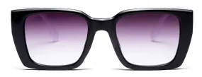White Black Rectangle UV Sunglass for Women