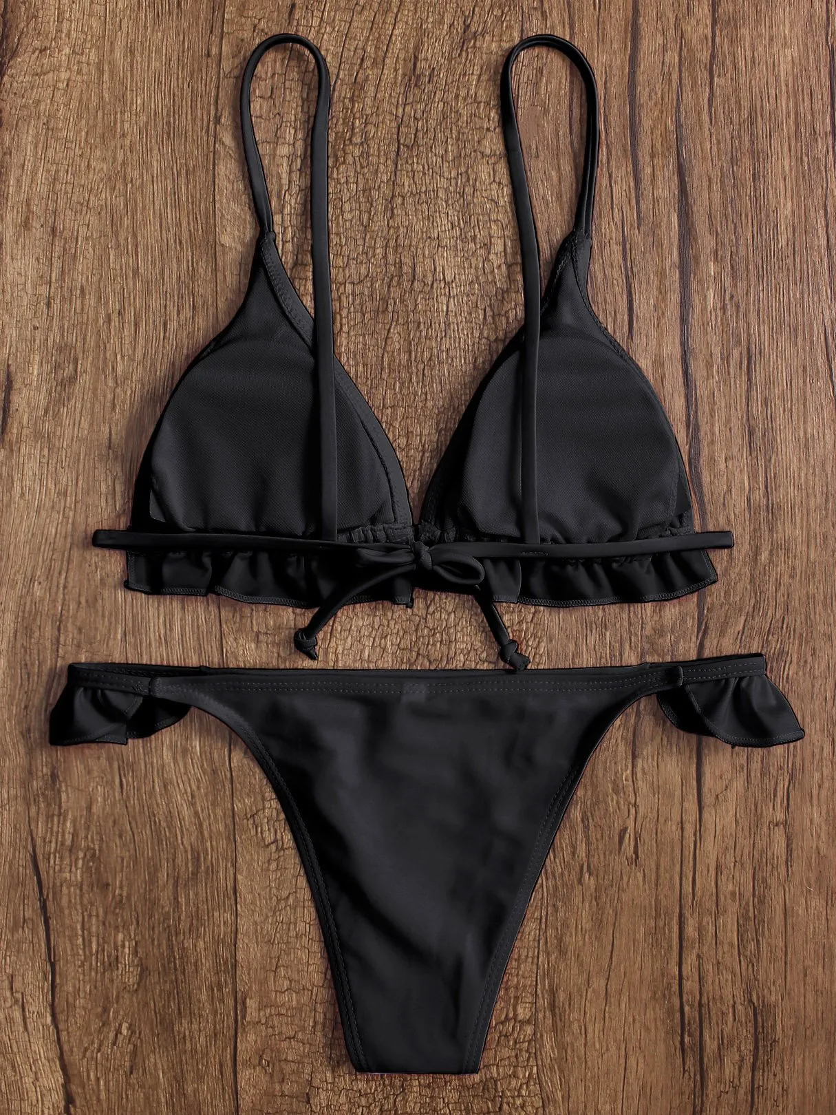 Wholesale Black Sleeveless Two Piece Bikinis