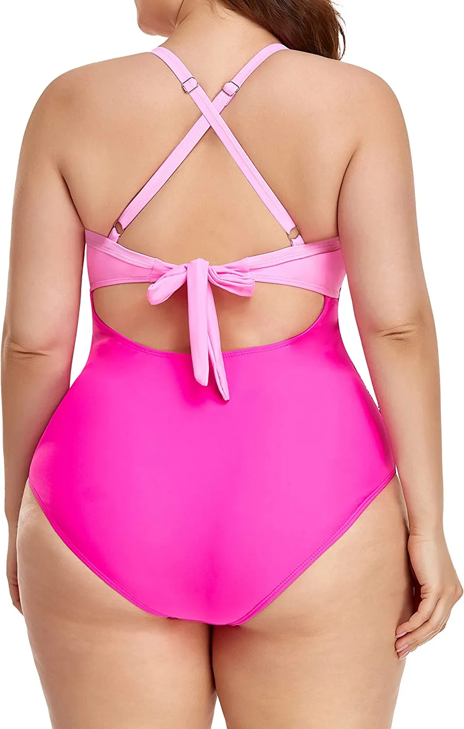 Women's One Piece Swimsuits Tummy Control Cutout High Waisted Bathing Suit Wrap Tie Back 1 Piece Swimsuit