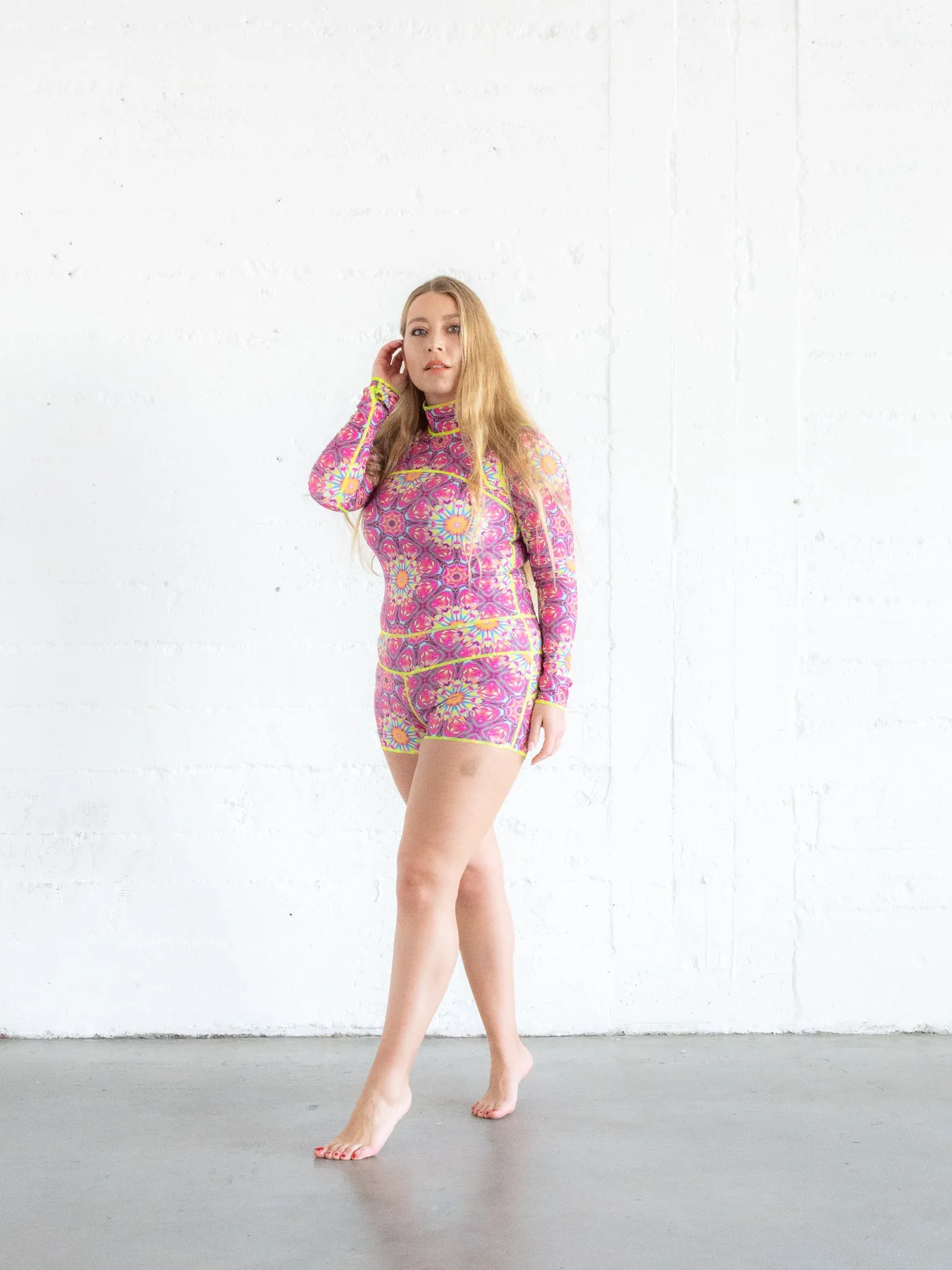 WOMEN'S "CLASSIC" UPF 50  SUN PROTECTIVE SHORT SWIMSUIT - KALEIDOSCOPE